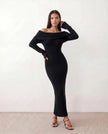 Maxi Dress Women Off-Shoulder Fitted Long Sleeve Cocktail