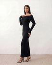 Maxi Dress Women Off-Shoulder Fitted Long Sleeve Cocktail