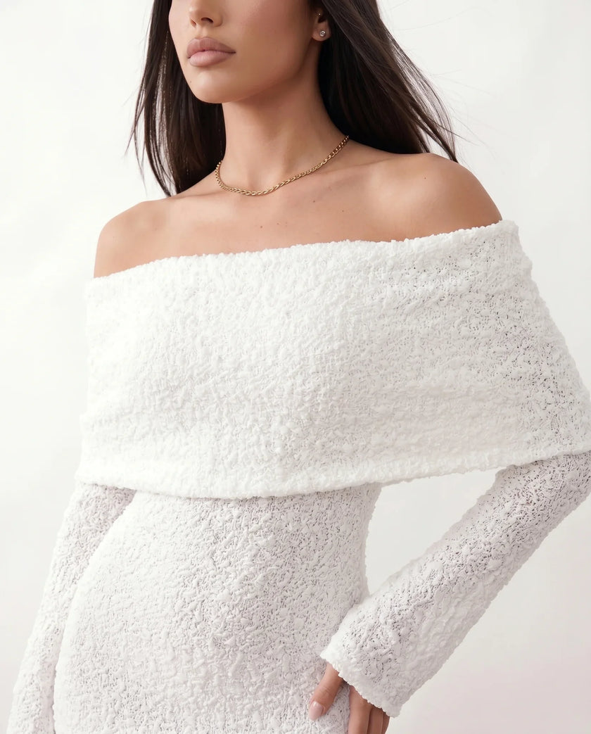 Maxi Dress Women Off-Shoulder Fitted Long Sleeve Cocktail