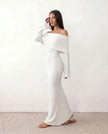 Maxi Dress Women Off-Shoulder Fitted Long Sleeve Cocktail