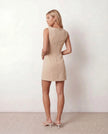 Mini Dress Women Cocktail Boat Neck Fitted Sleeveless