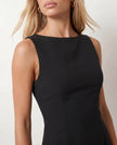 Mini Dress Women Cocktail Boat Neck Fitted Sleeveless
