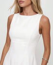 Mini Dress Women Cocktail Boat Neck Fitted Sleeveless