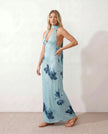 Maxi Dress Women Cowl Neck Halter Backless Wedding Guest