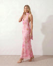 Maxi Dress Women Cowl Neck Halter Backless Wedding Guest