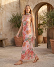 Maxi Dress Women Cowl Neck Halter Backless Wedding Guest
