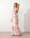 Maxi Dress Women Cowl Neck Halter Backless Wedding Guest