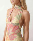 Maxi Dress Women Cowl Neck Halter Backless Wedding Guest