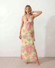 Maxi Dress Women Cowl Neck Halter Backless Wedding Guest