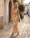 Maxi Dress Women Cowl Neck Halter Backless Wedding Guest