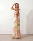 Maxi Dress Women Cowl Neck Halter Backless Wedding Guest