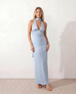 Maxi Dress Women Cowl Neck Halter Backless Wedding Guest