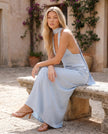Maxi Dress Women Cowl Neck Halter Backless Wedding Guest