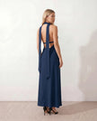 Maxi Dress Women Cowl Neck Halter Backless Wedding Guest