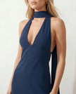 Maxi Dress Women Cowl Neck Halter Backless Wedding Guest