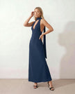 Maxi Dress Women Cowl Neck Halter Backless Wedding Guest