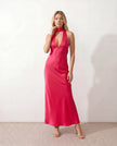 Maxi Dress Women Cowl Neck Halter Backless Wedding Guest