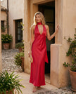 Maxi Dress Women Cowl Neck Halter Backless Wedding Guest