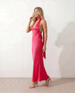 Maxi Dress Women Cowl Neck Halter Backless Wedding Guest