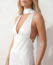 Maxi Dress Women Cowl Neck Halter Backless Wedding Guest