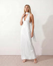 Maxi Dress Women Cowl Neck Halter Backless Wedding Guest
