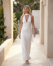 Maxi Dress Women Cowl Neck Halter Backless Wedding Guest