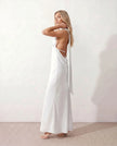 Maxi Dress Women Cowl Neck Halter Backless Wedding Guest