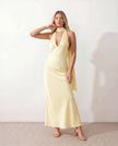 Maxi Dress Women Cowl Neck Halter Backless Wedding Guest