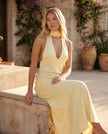Maxi Dress Women Cowl Neck Halter Backless Wedding Guest