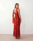 Satin Maxi Dress Women, Cocktail Strapless Open Back with Scarf Tie