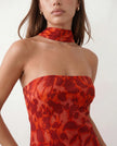 Satin Maxi Dress Women, Cocktail Strapless Open Back with Scarf Tie