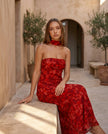 Satin Maxi Dress Women, Cocktail Strapless Open Back with Scarf Tie