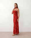 Satin Maxi Dress Women, Cocktail Strapless Open Back with Scarf Tie