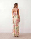 Satin Maxi Dress Women, Cocktail Strapless Open Back with Scarf Tie