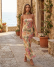 Satin Maxi Dress Women, Cocktail Strapless Open Back with Scarf Tie