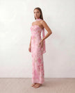Satin Maxi Dress Women, Cocktail Strapless Open Back with Scarf Tie
