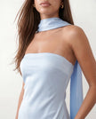 Satin Maxi Dress Women, Cocktail Strapless Open Back with Scarf Tie