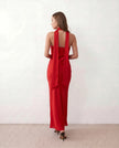 Satin Maxi Dress Women, Cocktail Strapless Open Back with Scarf Tie