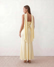 Satin Maxi Dress Women, Cocktail Strapless Open Back with Scarf Tie