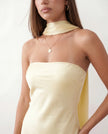 Satin Maxi Dress Women, Cocktail Strapless Open Back with Scarf Tie