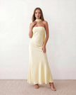 Satin Maxi Dress Women, Cocktail Strapless Open Back with Scarf Tie