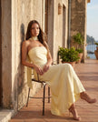 Satin Maxi Dress Women, Cocktail Strapless Open Back with Scarf Tie
