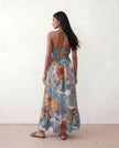 Maxi Dress Women Halter Paisley Print Backless A-Line