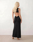 Fitted Maxi Dress Women Cocktail Open Back Ruched Sleeveless