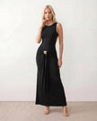 Fitted Maxi Dress Women Cocktail Open Back Ruched Sleeveless