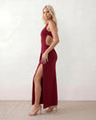 Fitted Maxi Dress Women Cocktail Open Back Ruched Sleeveless