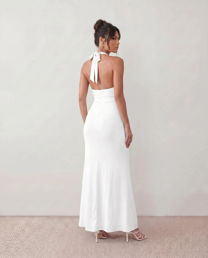 Maxi Dress Women Halter Plunge Backless Mermaid Party