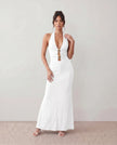 Maxi Dress Women Halter Plunge Backless Mermaid Party