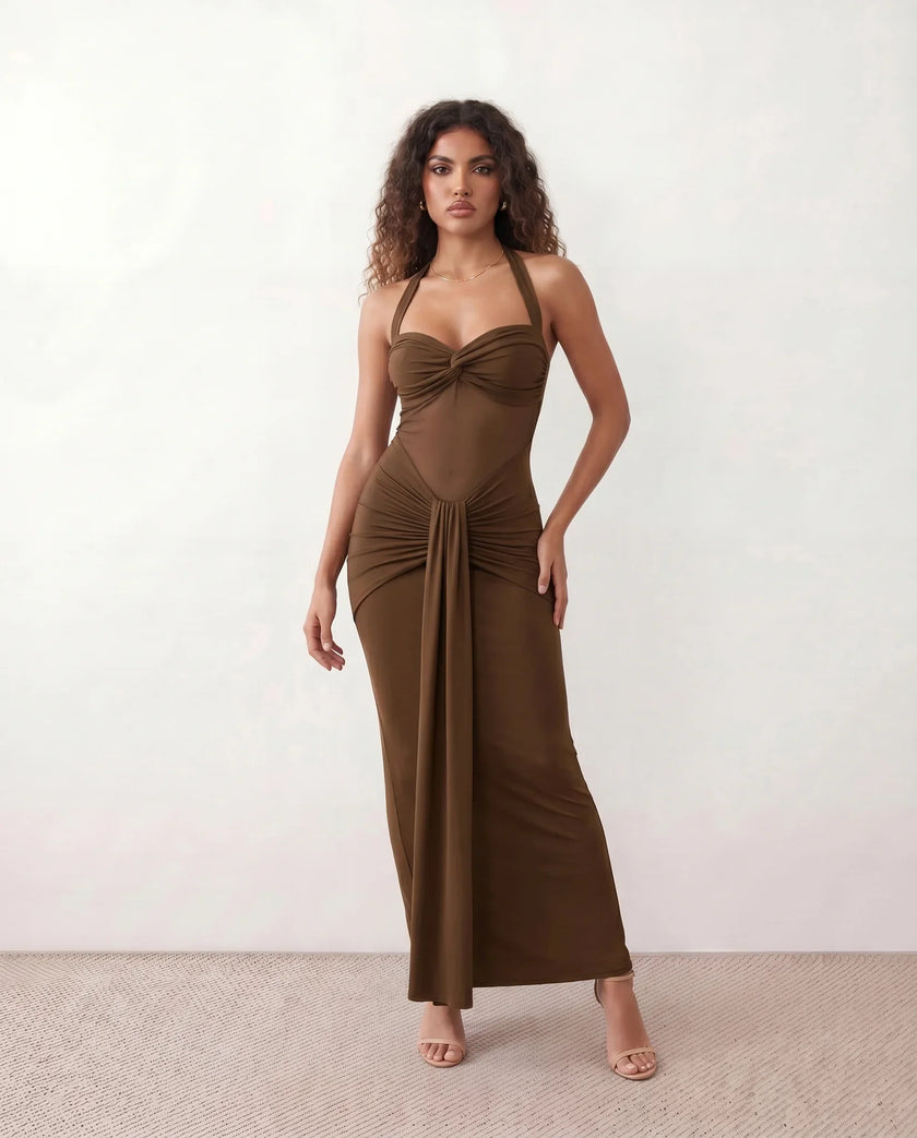 Halter Maxi Dress Women Cocktail Mermaid Sweetheart Backless