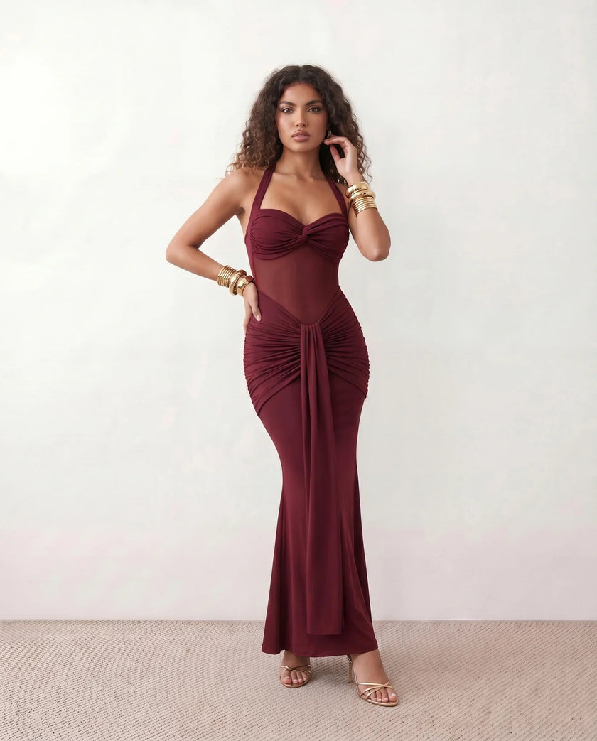 Halter Maxi Dress Women Cocktail Mermaid Sweetheart Backless